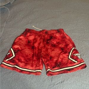 Mitchell & Ness Red Graphic Athletic Shorts